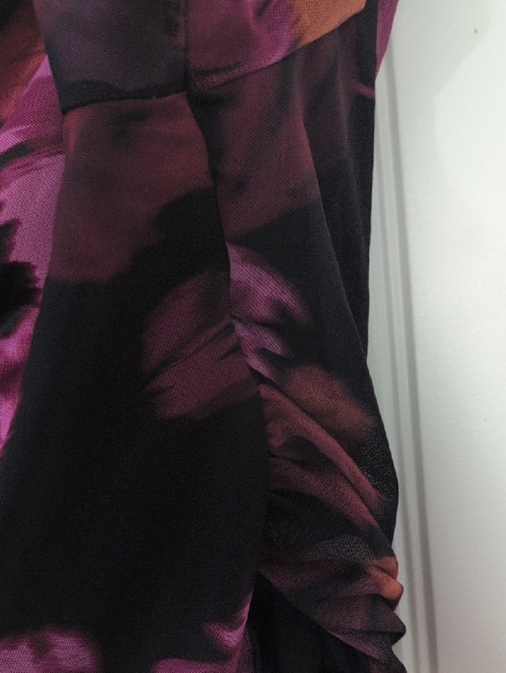 Unk Black Floral Mesh Long-Sleeve Top with Purple and Brown Accents - Picture 4 of 6